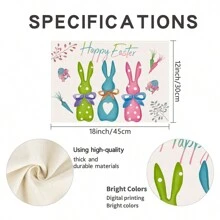 1 Stück/4 Stück/6 Stück Ostern Tischsets Set, süße Hase & Blumen bedruckte 30cmx45cm Feiertags Tischsets für Party, Küche, Esszimmer, Heim Dekoration - Verschiedenfarbig - Übersicht 2