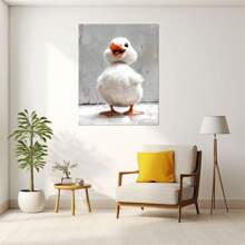 Canvas Wall Art Wildlife Picture Prints, Happy Duck Motivational Style Wild Animal Canvas Wall Art Frame Pictures For Wall Painting Print On Canvas Framed Contemporary Art For Men Boy Bedroom Home Modern Decoration,Paintings Canvas Farmhouse Art Prints Animal Nursery Farmhouse Wall Prints Poster For Living Room Benroom(Mocha Brown)