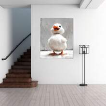 Canvas Wall Art Wildlife Picture Prints, Happy Duck Motivational Style Wild Animal Canvas Wall Art Frame Pictures For Wall Painting Print On Canvas Framed Contemporary Art For Men Boy Bedroom Home Modern Decoration,Paintings Canvas Farmhouse Art Prints Animal Nursery Farmhouse Wall Prints Poster For Living Room Benroom(Mocha Brown)
