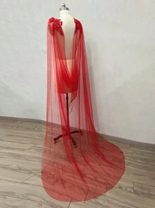 1 件白色蕾丝新娘披肩，婚礼配饰，蕾丝斗篷 200 厘米女士秋装 - 彩色 - 查看 19