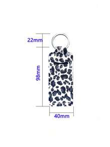 1/2/3Pcs Leopard Print Chapsticks Holder Keychain For Lipstick, Stocking Stuffers For Women,Lip Balm Holder Keychain Clip On Lipstick Sleeve Lipstick Holder Keychain Tight-Knit Elastic Lip Balm Keychain Holder,Clip-On Sleeve Lip Balm Pouch Keychain Lip Balm Holder Keychain Lipstick Holder Elastic Lip Balm Holder Lip Balm Pouch Keychain Home Travel Outdoor Accessories - Blue and White - View 5