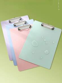 1pc A4 Size Plastic Board Clipboard, Macaron Color Series File Folder, Writing Pad, Portrait Clip, Office Meeting Clipboard - Multicolor - View 4