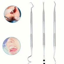 1 Set Toothpick Tartar Remover, Dental Plaque Scraper, Probe, Oral Hygiene Care Teeth Cleaning Kit, Suitable For Adults, Children, Pets - Silver - View 5