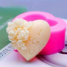 1pc Valentine'S Day Flower Love Rose Silicone Soap Mold, DIY Aromatherapy Handmade Gypsum Candle Making Mold