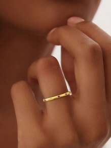 ESBERRY 1pc S925 Sterling Silver Mansur Ring, Exquisite Jewelry, Gift For Women - Gold - View 2