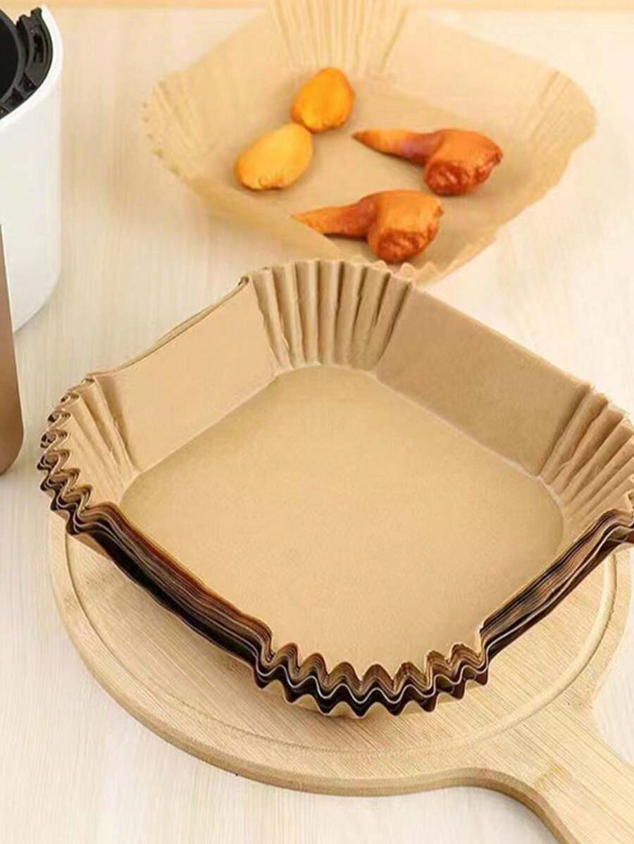 50/75/100pcs Round Parchment Paper, Rectangular Oven Cooking/Air Fryer Liners, Suitable For Bread, Potato, Toast, Pizza, Fried Chicken, Fries, Roast Chicken, Egg Tart, Heat-Resistant, Waterproof, Oil-Proof