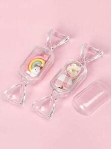 10 piezas Cajas de regalo para fiestas con forma de caramelo, organizador de anillos con tapa, contenedor de plástico para caramelos lindo, estuche de exhibición para joyería DIY, accesorios para Navidad, boda, fiesta y viaje