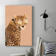1pc Framed Canvas Poster, Vogue Leopard Wall Art Canvas Paintings, Ideal Gift For Bedroom Living Room Corridor, Wall Art, Room Decoration - 彩色 - 查看 5