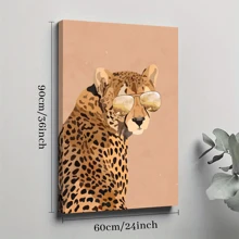 1pc Framed Canvas Poster, Vogue Leopard Wall Art Canvas Paintings, Ideal Gift For Bedroom Living Room Corridor, Wall Art, Room Decoration - 彩色 - 查看 10