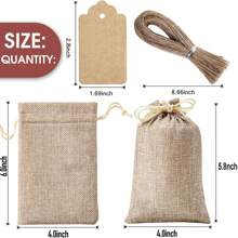 10pcs/20pcs Reusable Premium Mini Gift Bags With Tags & Strings, Linen Bags, Suitable For Wedding Party, Jewelry, Coffee, DIY Crafts - Brown - View 8