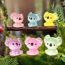 6/12/24Pcs Luminous Mini Resin Koala Miniature Figures Tiny Koala For DIY Fairy Garden Micro Landscape Aquarium Plants Ornament Decoration Teenager Party Toys(Random Color),Resin Animals,Koala,Mini Animals - Multicolor - View 13
