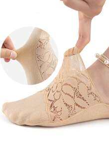 2 Pairs Women Short Pearl Lace Socks, Versatile Breathable Sweat-Absorbing Ankle Socks, Suitable For Spring/Summer Everyday Wear - Multicolor - View 5