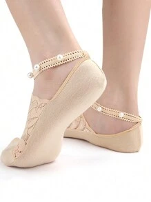 2 Pairs Women Short Pearl Lace Socks, Versatile Breathable Sweat-Absorbing Ankle Socks, Suitable For Spring/Summer Everyday Wear - Multicolor - View 6