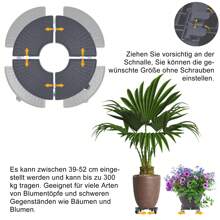 Froadp Round Plant Roller 39-52cm Adjustable Plant Rolling Board Outdoor Load Capacity 300kg Flower Roller Plant Roller With 360° Rotating Wheels Plant Pot Flower Pot Saucer With Wheels, Grey - Grey - View 4