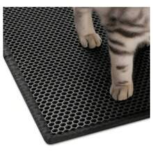 Double-Layer Cat Litter Box Mat With Black Honeycomb Design, Slip-Resistant And Washable, Suitable For Cat Litter Box - Black - View 2