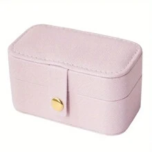 PU Leather Small Jewelry Box, Travel Portable Jewelry Case For Ring, Pendant, Earring, Necklace, Bracelet Organizer Storage Holder Boxes,Be Convinient For Office For Trip,For Mother's Day Gift - Beige - View 8