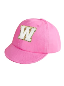 1 件简约字母婴儿短檐棒球帽，时尚百搭，适合 1 至 2 岁女童春夏季日常使用 - 粉色 - 查看 23