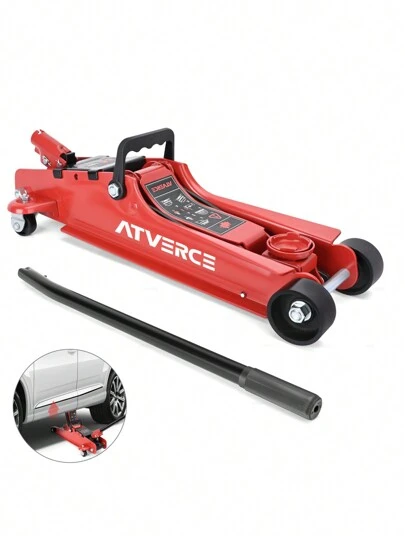 Gato Hidraulico De Patín Para Carro 2.5 Toneladas Portátil,  Gato para coche 2.5T, gato hidráulico con mango portátil, gato de piso con altura máxima de elevación de 35 cm, herramienta de reparación de vehículos fácil de usar.