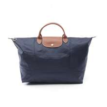 Longchamp Navy Nylon Leather Tote Bag - 棕色,海軍藍 - 查看 1