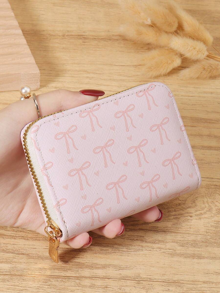 Love Pattern Versatile Coin Wallet Multi-Card Card Organizer For Storage Cards Lightweight Minimalist Fashion Modern For Anniversary For Christmas On Valentine's Day For Birthday Gift For Couple For For Girls For Lady For Female Bag School Supplies For School Dorm Room & Back To School Card Holder Card Holder Wallet Business Card Holder Credit Card Holder Card Holder Women For Women Wallet Mini Wallet Purse Wallet Card Wallet - Pink - View 1