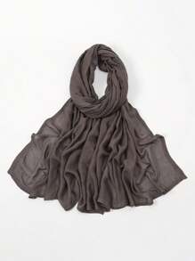 1 件女士穆斯林宽边人造丝围巾，纯色头巾披肩头巾，长款适合日常祈祷和户外 - 純色頭巾 - 查看 12