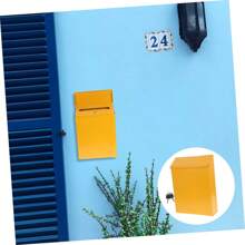 Mailbox With Key Lock, Metal Wall Mount Drop Lock Post Box Hanging Secure Letter Box For Front Door Office Outdoor Garden Wall Decoration White Red Yellow