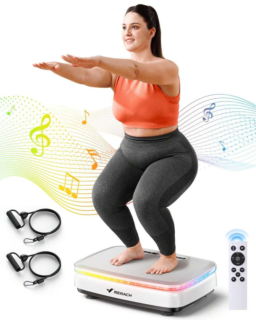 MERACH Vibration Plate Exercise Machine, Vibrating Plate With Bluetooth And LED Lights, Workout Equipment For Women, Vibration Plate For Lymphatic Drainage And Weight Loss - View 1