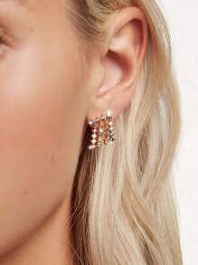 Unique Niche Designed S925 Sterling Silver Colorful Cubic Zirconia Earrings With Tassel, Stylish Dopamine Earrings, Suitable For European And American Girls Wearing In Autumn/Winter Daily - Gold - View 2