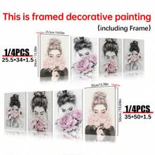 1/4 件女性花卉墙艺术水彩花卉、复古帆布印刷品、手捧鲜花的女性海报、现代抽象女性、帆布墙艺术、女性花卉艺术、女孩房间的审美女性海报、墙壁艺术装饰壁画、家居装饰、海报艺术、帆布墙海报、卧室客厅走廊装饰