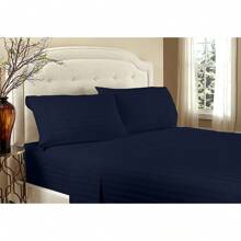 Hotel Collection 1800 Super Soft & Wrinkle Free Luxurious Stripe 6-Piece Sheet Set With Extra Pillowcases - 藏蓝色 - 查看 1