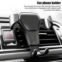 Car Mobile Phone Holder Gravity Sensor Bracket Frame Buckle Type Air Outlet Navigation Bracket For IPhone Android - Black - View 1