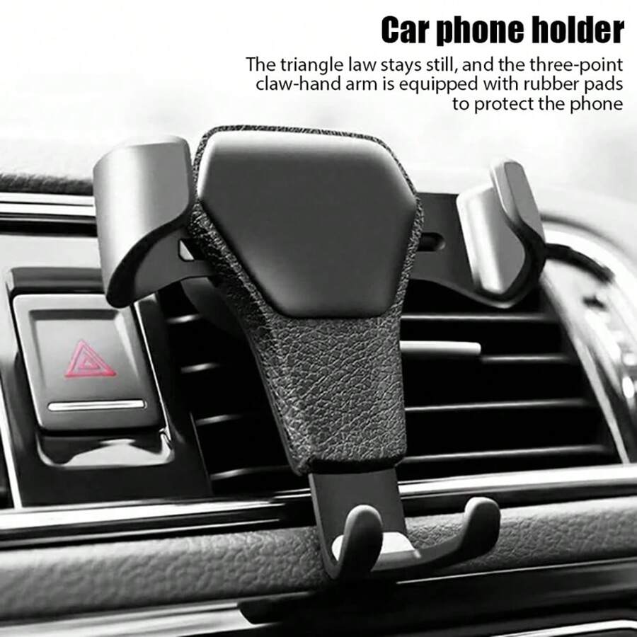 Car Mobile Phone Holder Gravity Sensor Bracket Frame Buckle Type Air Outlet Navigation Bracket For IPhone Android - Black - View 1
