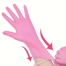 100pcs Disposable Pink Nitrile Gloves, Latex Free Waterproof And Anti-Static Multi-Purpose Gloves, Suitable For Hair Dyeing, Beauty Salons, Kitchen Cooking, Painting, Handicrafts, Home Cleaning, Kitchens, Bathrooms, Homes, Household Items