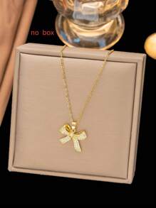 1 Set Stainless Steel Jewelry Bowknot Design Necklace & Earring Set, Minimalist Elegant Personalized Vintage Casual, Best Choice For Valentine's Day, Daily Wear, Party, Holiday (OPP Bag & Box For Shooting Only)
