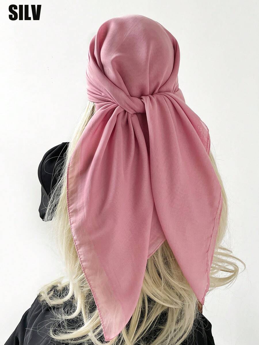 1pc Women Beach Accessories Solid Color Imitation Linen Square Scarf, Headwrap, Bandana, Suitable For Outdoor, Beach, Daily Wear, Holidays
