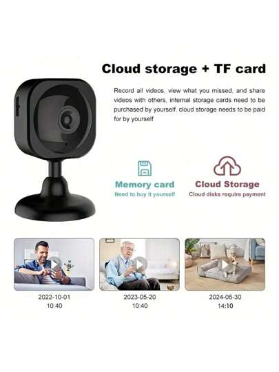 Piece Of Mini Slimme Security Camera, 2.4G WiFi Home Pet Monitor, 1080P Full HD Quality, Built In AP Hotspot, ,No Battery, Power Supply Through USB Supply,Two Way Audio, Night Vision Function, Motion Detection, Portable Desktop Installation Base,, Monitoring Wireless Outdoor Camera. view 11