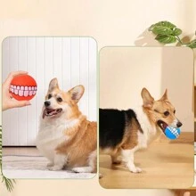 Pet Dog Tooth Shaped Chewing & Sound Making Toy, Rubber Squeaky Ball Toy For Large Dogs, Multi-Color - Multicolor - View 4