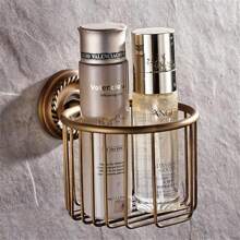 Tissue Box Toilet Roll Holder Stand Toilet Lavatory Tissue Box Hanging Rack Antique Bath Towel Wall Mounted - Gold - View 5