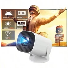 HASATEK HASATEK przenośny inteligentny projektor 4K HY320, Android 11, 4K 1280*1080P, podwójne WiFi, regulowany w zakresie 180°, odpowiedni na kemping i do kina domowego, idealny prezent dla rodziny i przyjaciół