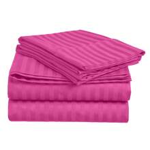 Hotel Collection 1800 Super Soft & Wrinkle Free Luxurious Stripe 6-Piece Sheet Set With Extra Pillowcases - 玫紅色 - 查看 2
