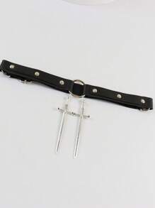 Y2K Gothic Style Women's Thigh Garter, Punk PU Leather Leg Strap, Adjustable Thigh Ring Garter, Suitable For Festivals, Cosplay And Alternative Fashion - Black - View 3