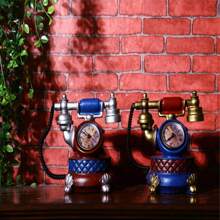 1pc-Vintage Telephone Ornament Desktop Counter Living Room Decoration Vintage Ornament Clock Ornament Vintage Telephone Shaped Piggy Bank