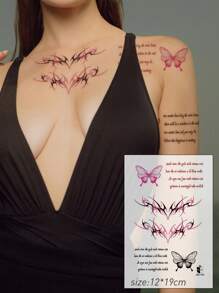 STARTTOOS 4 piezas Tatuajes temporales con diseño de corazón y lazo de estilo punk Y2K, arte corporal personal de moda para la cintura, hombro, cuello, pecho para uso diario, fiesta, festival, regalo - Multicolor - Ver 9