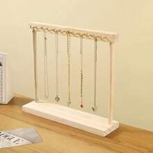 1pc Wooden Necklace Display Stand, Large Size Sweater Necklace Holder, Jewelry Bracelet Earring Display Rack For Tabletop Accessories Storage, Ideal Gift Idea - Log Color - View 4