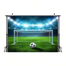 1pc Polyester American Football Field Backdrop Cloth, Versatile Sports Wall Decor For All Seasons, No Electricity Or Battery Needed - Black - View 2