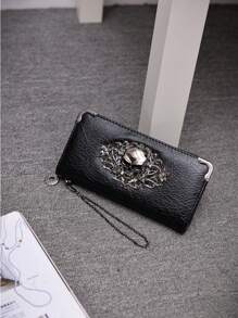 Metal Decor Fashion Modern Business For Women White-Collar Workers For Gift For Gift Holiday Penztarca Black Wallets Decorations Teacher Gifts Gift For Girlfriend Women Gifts Novelty Gifts Gift For Boyfriend Husband Gifts Uncle Gifts Gifts For Brothers Man Gift Ideals Present Goth Wallet Halloween Wallet Purse Wallet For Men Long Wallet Wristlet Wallet
