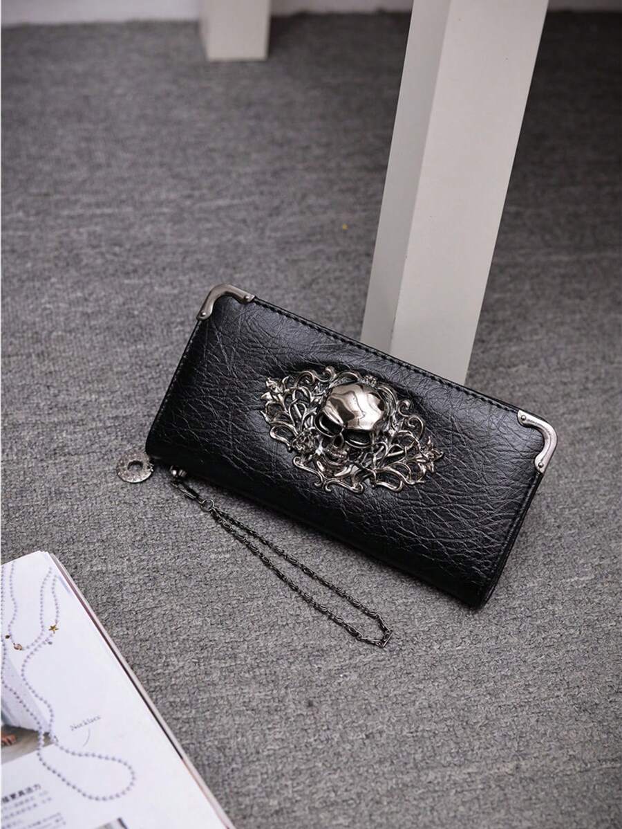 Metal Decor Fashion Modern Business For Women White-Collar Workers For Gift For Gift Holiday Penztarca Black Wallets Decorations Teacher Gifts Gift For Girlfriend Women Gifts Novelty Gifts Gift For Boyfriend Husband Gifts Uncle Gifts Gifts For Brothers Man Gift Ideals Present Goth Wallet Halloween Wallet Purse Wallet For Men Long Wallet Wristlet Wallet
