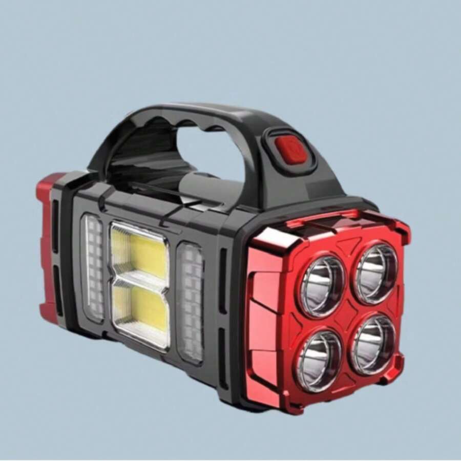 Lanterna Carregamento Solar  e USB Portátil Recarregável LED - Vermelho - Visão 1