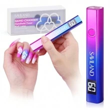 SAVILAND Saviland Lámpara UV para uñas de gel Lámpara de uñas portátil de 16 W con pantalla LCD, mini lámpara UV recargable para uñas, pequeña linterna LED UV para curar pegamento de uñas y puntas de uñas