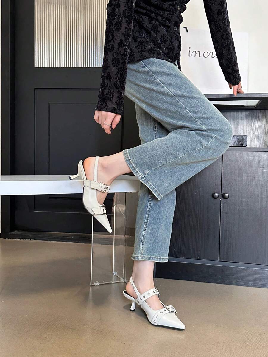 2025 New Women High Heels Mules Spring Summer Versatile Double Buckle 1735288562843aa897326fa2185279b6cd1b189e65 Thumbnail 900x